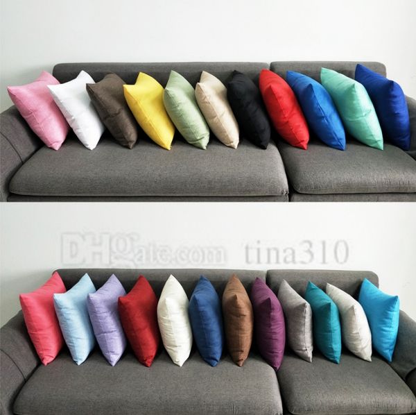 

pillowcase simple style pure colour twill square cushion car sofa waist cover hidden zip pillow case multi color optional pillow case 4704