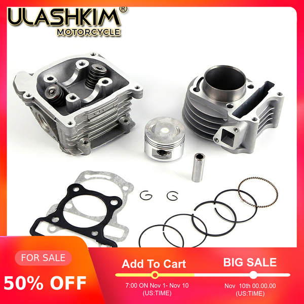 

gy6 50 80 100 cc 137 qma qmb 139 4t cylinder kit head rollers rings assemly with 64 mm valve pistion