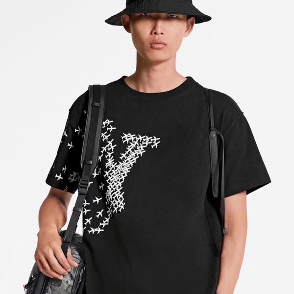 

19ss monogram aircraft печатные мода t-shirt лето дышащий tee повседневный простой мужчины женщины улица с коротким рукавом новый стиль hfls, White;black