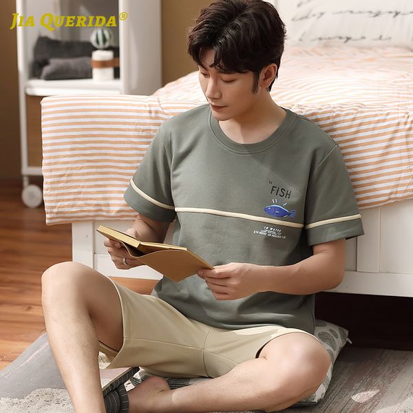 

new green short sleeve short pants crew neck chinese pajamas set pajamas sleeping suits for men fashion style casual style, Black;brown