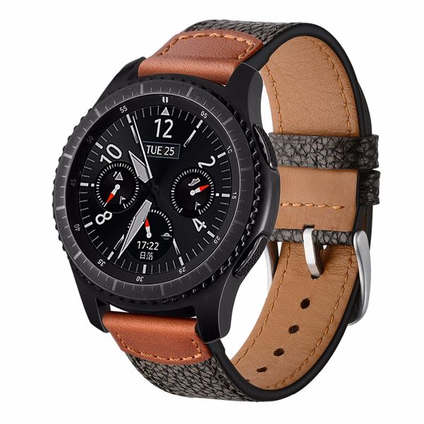 

quick release strap genuine leather watch band for samsung galaxy watch 46mm gear s3 classic frontier 22mm leather band bracelet, Black;brown