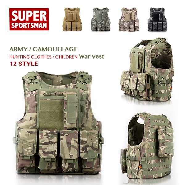 

children hunting camouflage tactical kids gear vests men equipment boys girl sniper army uniform sports clothes, Camo;black