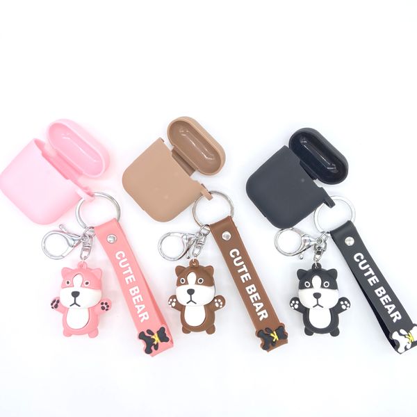 

fashion aripods case wireless bluetooth ear protector for airpods1/2 case bear solid color earphone shell new listing-1