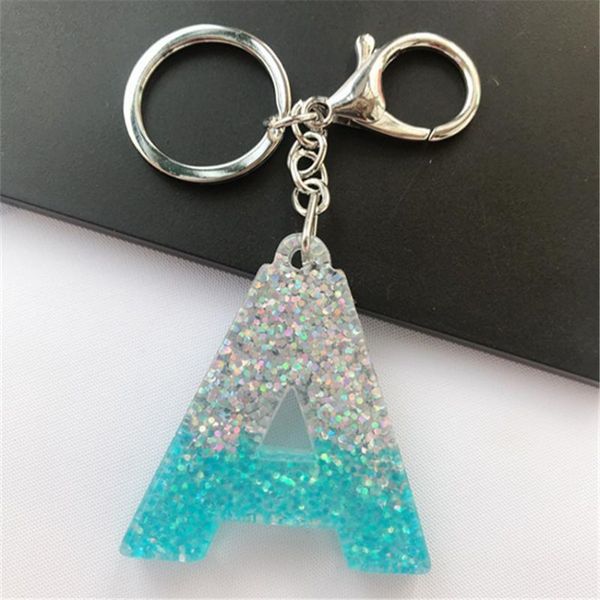 

keychains 1pc keyring english letter keychain 26 word glitter resin a to z handbag charms for woman custom made welcome, Silver