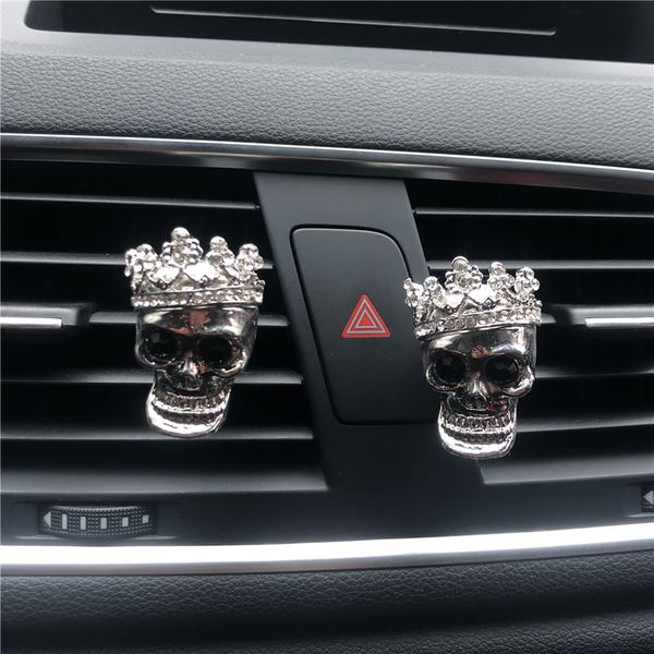 

new car styling decoration rhinestone alloy material skeleton head car perfume perfume air freshener skull