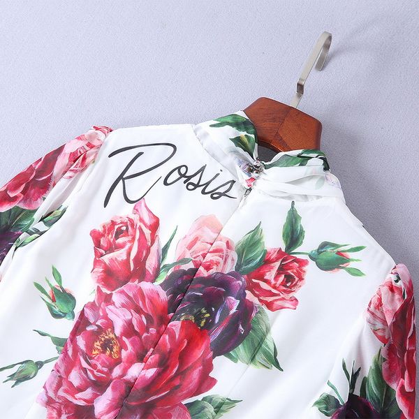 

fashion-mifairy runway dresses 2018 autumn flowers print bowknot long sleeves women's dress vestidos de festa dh082104, Black