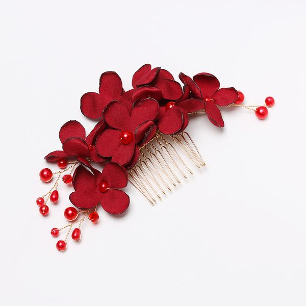 

1 pcs fashion bridal clips wedding bridesmaid tiara red flower hair clip hairpin combs jewelry accessories beautiful barrettes, Golden;white