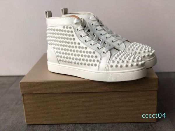 

new designer studded spikes fashion red suede leather mens womens flat bottoms luxury shoes party lovers sneakers size 36-44 with box ct04, Black