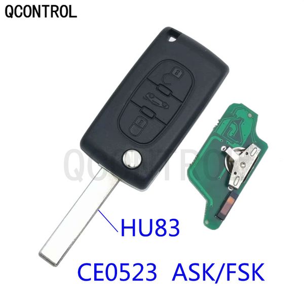 

qcontrol remote car key 3 buttons for 807 407 308 307 207 cc sw expert partner ce0523 ask/fsk, hu83 blade