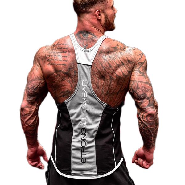 

fitness sports casual men's summer working word vest pure running training elasticity breathable hurdle /50, Black;blue