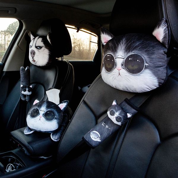 

1pc cartoon cute car neck pillow headrest neck rest support cushion pillow headrest & safety seat belt shoulder strap pad
