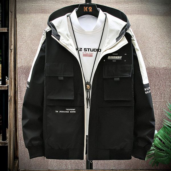 

2020 new style tooling jacket men's korean-style loose-fit coat fashion ins casual versatile youth hooded spring clothing, Black;brown