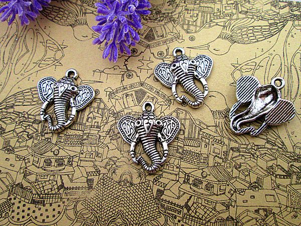

30pcs- elephant pachyderm charms antique tibetan silver elephant pachyderm charms pendants 27x24mm, Bronze;silver
