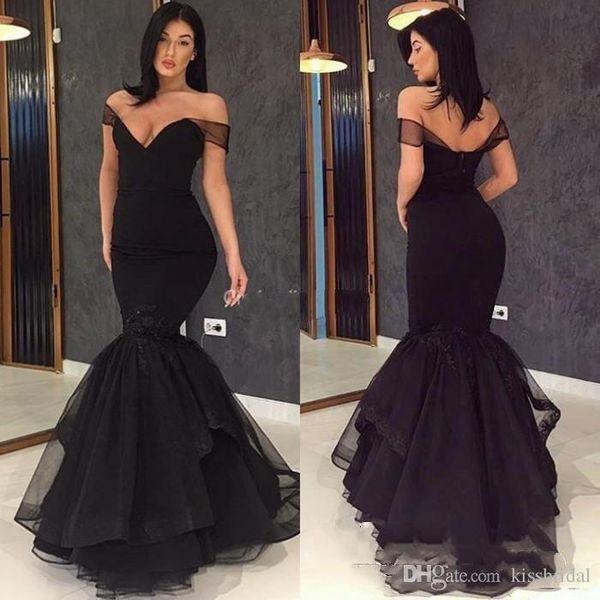

black mermaid prom dresses off the shoulder evening gowns long cocktail party bridesmaid dress celebrity formal gown custom made