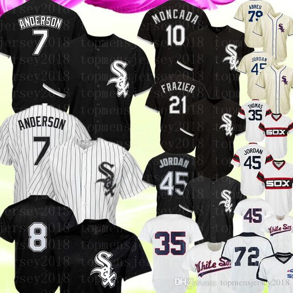 

chicago 7 tim anderson white sox jersey 10 yoan moncada 8 bo jackson 45 michael 79 jose abreu 35 frank jerseys, Blue;black