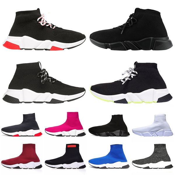

2020 fashion beige red clearsole black white womens mens speed trainer sock shoes casual shoes lace up triple s sock trainers sneakers off