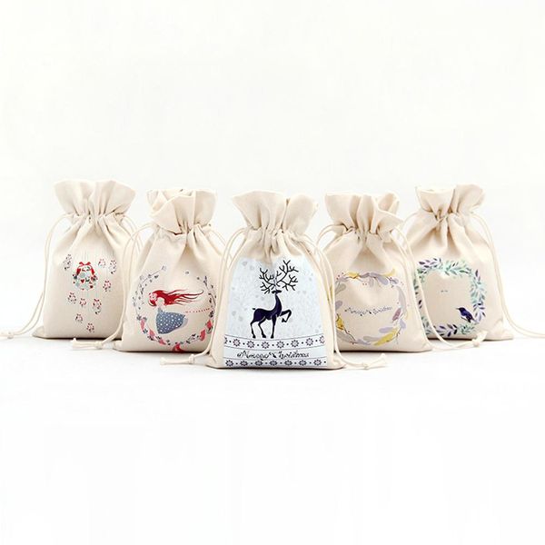 

1pc christmas santa sacks drawstring canvas santa sack xmas canvas bag big claus gift bag drop shipping