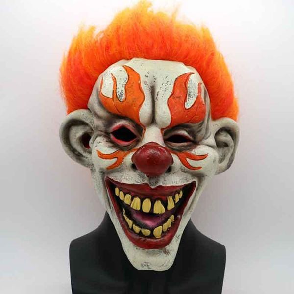 

horror scary flame clown masks funny party mask halloween latex mask full face masquerade halloween party decoration