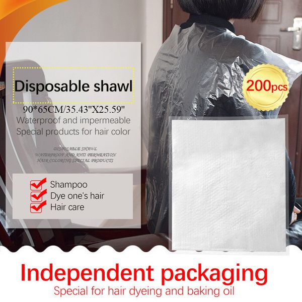 

200 pieces per package disposable hair dye cape durable pe wrap cloth hair salon haircut emu oil desposable hairdressing apron