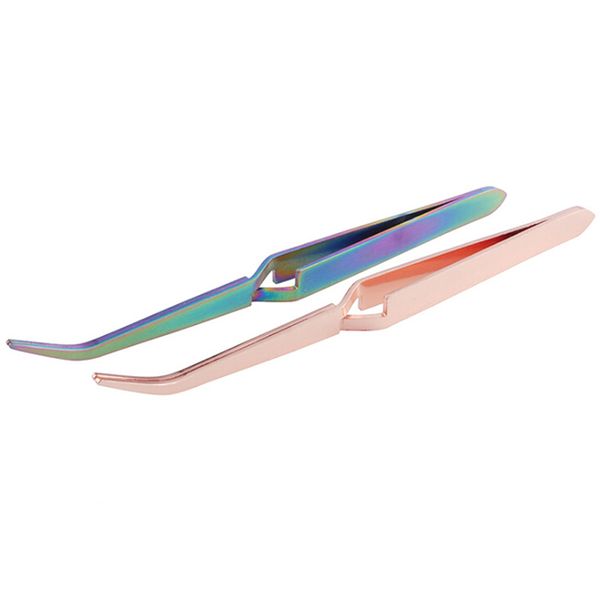 

1pcs stainless steel tweezers curved nail art pick up tools eyelash extension tweezer nippers pointed nipper clip nail art tool