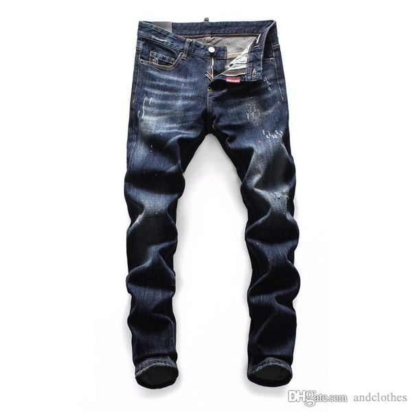 

2020 новые мужские проблемные мужские узкие джинсы slim fit мотоцикл байкер деним для мужчин fashionhip hop мужские джинсы мужские дизайнерс, Blue