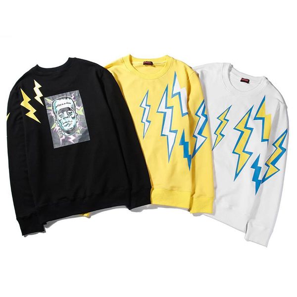 

mens designer sweatshirt lightnig print pullover sports casual brand polychrome multicolour fashion 2019 new arrival ljj198279, Black