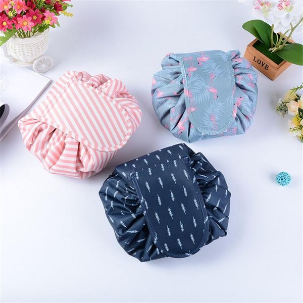 

women travel magic pouch drawstring cosmetic bag organizer lazy flamingo make up cases beauty toiletry kit tools wash storage