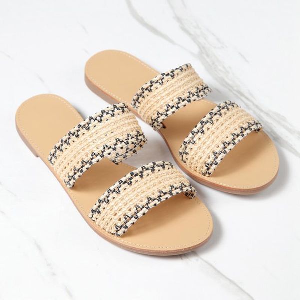 

slippers 2021 summer style shoes women wild flats solid flip flops plus size#0513, Black