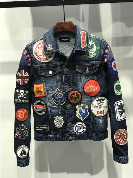

autumn and winter jacket fashion letter printing men's clothing designer jacket button men's jacket, Black