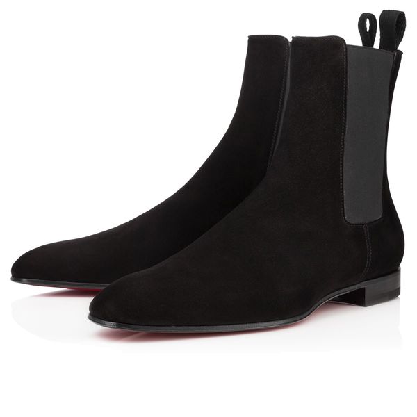 

new designer elegant business designer men black leather knight boots high red bottoms boots brand flat ankle boots casual shoes