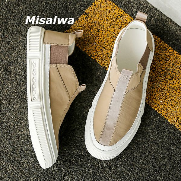 

misalwa 2020 new arrival sneakers men loafers canvas fabric men flats simple round toe beige gray male moccasins, Black