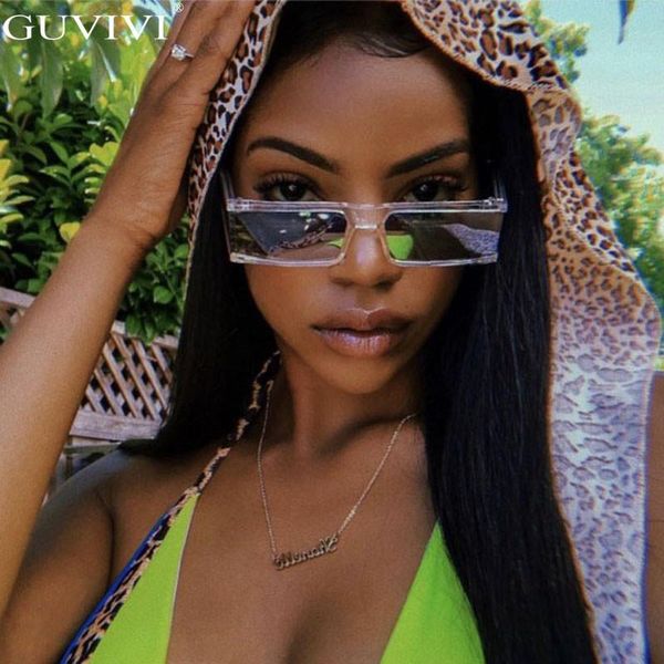 

vintage rectangle sunglasses women small frame mirror sun glasses silver black lens men one piece punk eyeglasses gafas shades agaix