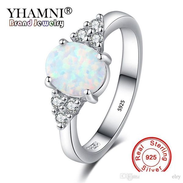 

yhamni unique white fire opal stone ring 925 silver luxury zircon wedding jewelry promise engagement rings for women ra0189, Slivery;golden