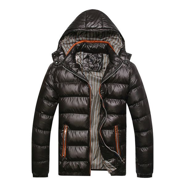 

2019 new autumn winter men jacket coats solid hooded warm parka men casual slim winter coat for 6 colors, Black