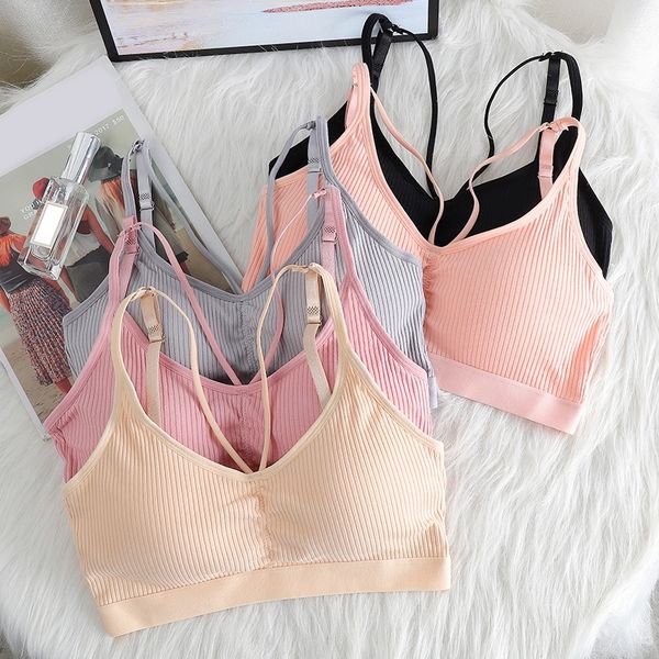 

women seamless tube bra beauty back sling strap wrapped chest anti-light ladies sports fitness bra underwear new, Black;white