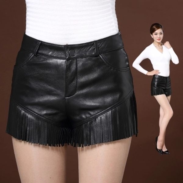 

women new fashion leather shorts, White;black