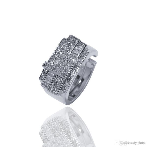 

new iced out gold silver cross square rhinestone ring adjustable mens rings hip hop jewelry wholesale
