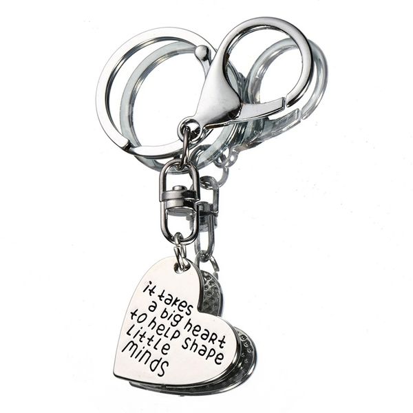 

new keychain silvery it takes a big heart to help shape little mindskey chain woman men graduation season teacher's day gift, Silver