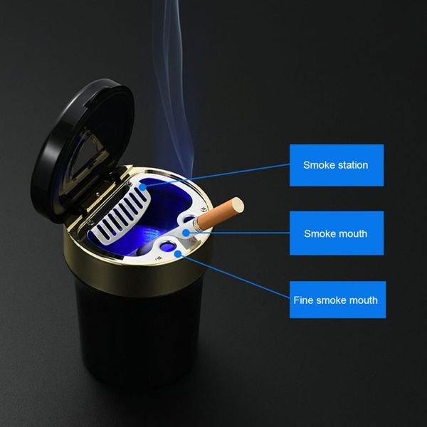 

car truck car ashtray led cigarette smoke ashtray led light smokeless cigarette holder anti-slip rubber