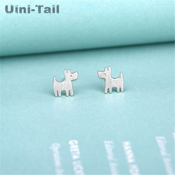 

uini-tail 2019 new listing 925 sterling silver cute puppy earrings fashion tide flow sweet anti-allergic jewelry, Golden;silver