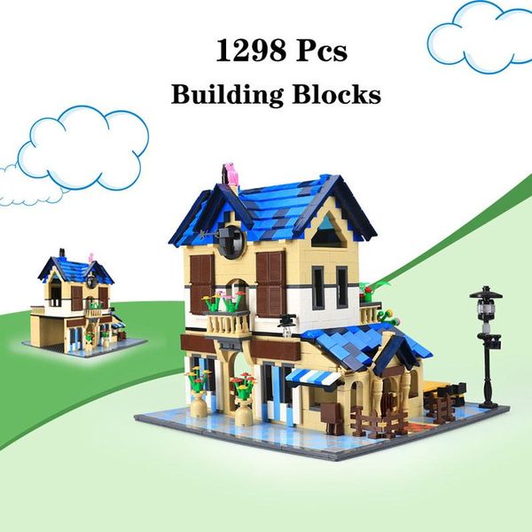 

1298pcs building blocks french country lodge home model architecture bricks diy creative educational toys for kids girl gifts 06