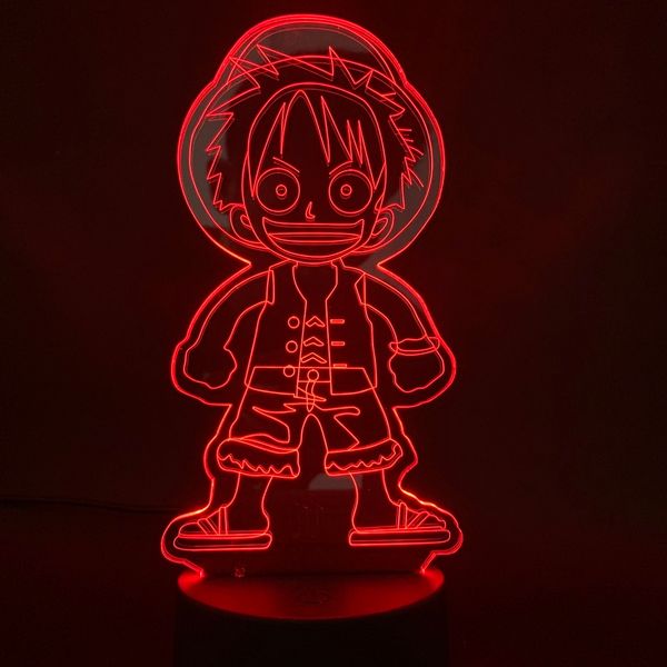 

3d led night light lamp for child birthday gift kids bedroom deco nightlight japanese anime one piece cute monkey d luffy figure