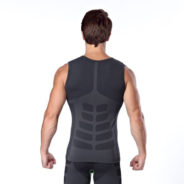 

c new style men tight sports vest fitness plastic clothes soft reduction comfortable breathable quick drying clothes ma16, Black;blue