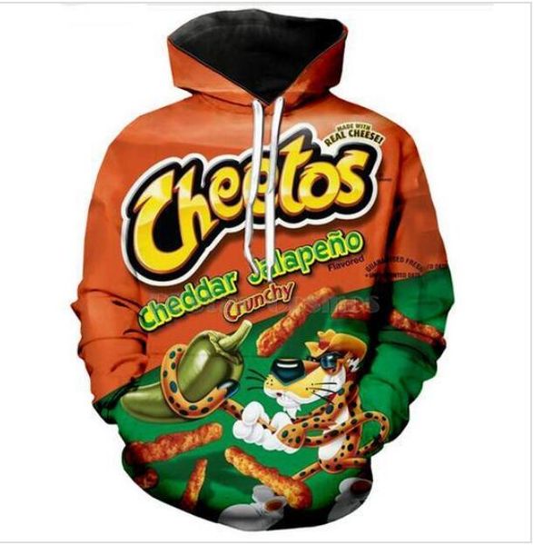 

new fashion cheetos crewneck sweatshirts women/men casual hoodies funny 3d print pullovers ra030, White;black