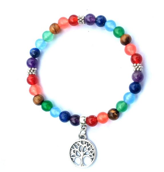 

new seven chakra beads bracelet for women men snowflake 6mm natural stone bracelets bangles jewelry energy bracelets wholesale, Golden;silver