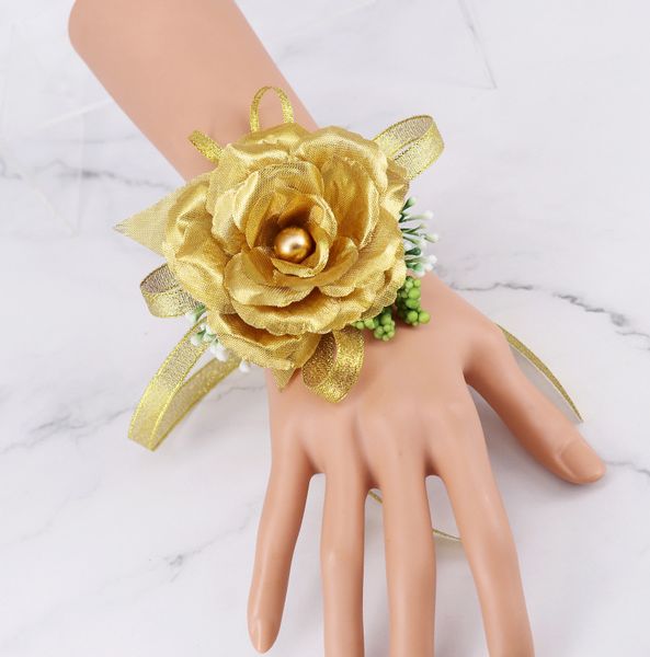 

european wedding bridesmaid's wrist flower dance party sister's hand flower spot simulation flower
