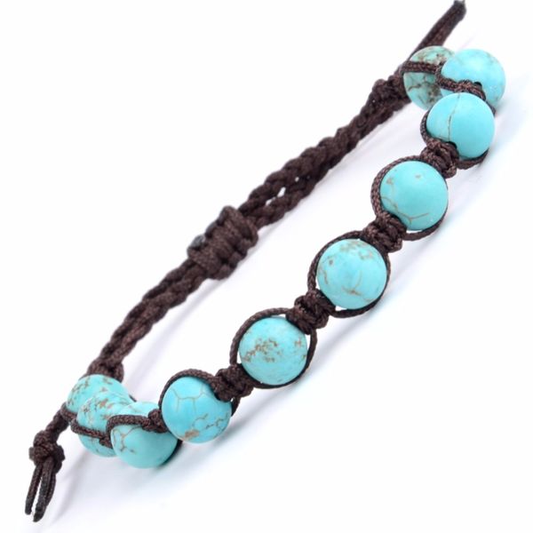 

natural stone bracelet men turquoises beads boho rope braided bracelets bangles for women handmade weave jewelry, Black