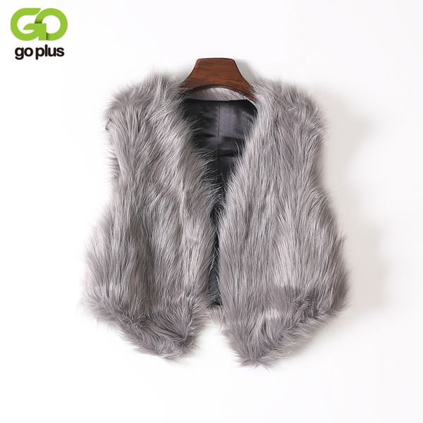 

goplus women faux fur coat short fake fur vest slim winter springsleeveless artificial outerwear waistcoat, Black