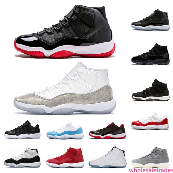 

11 11s 2020 bred basketball shoes breathable running shoes metallic silver concord high 45 sports sneakers size 7-13