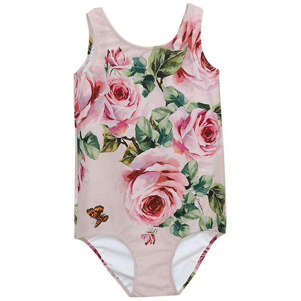 

girl swimsuit one-piece rose floral print children swimwear kids bikini bathing suit summer beach wear 2020 swimming suit
